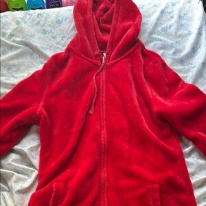 Cozy Red Hooded Fleece Jacket